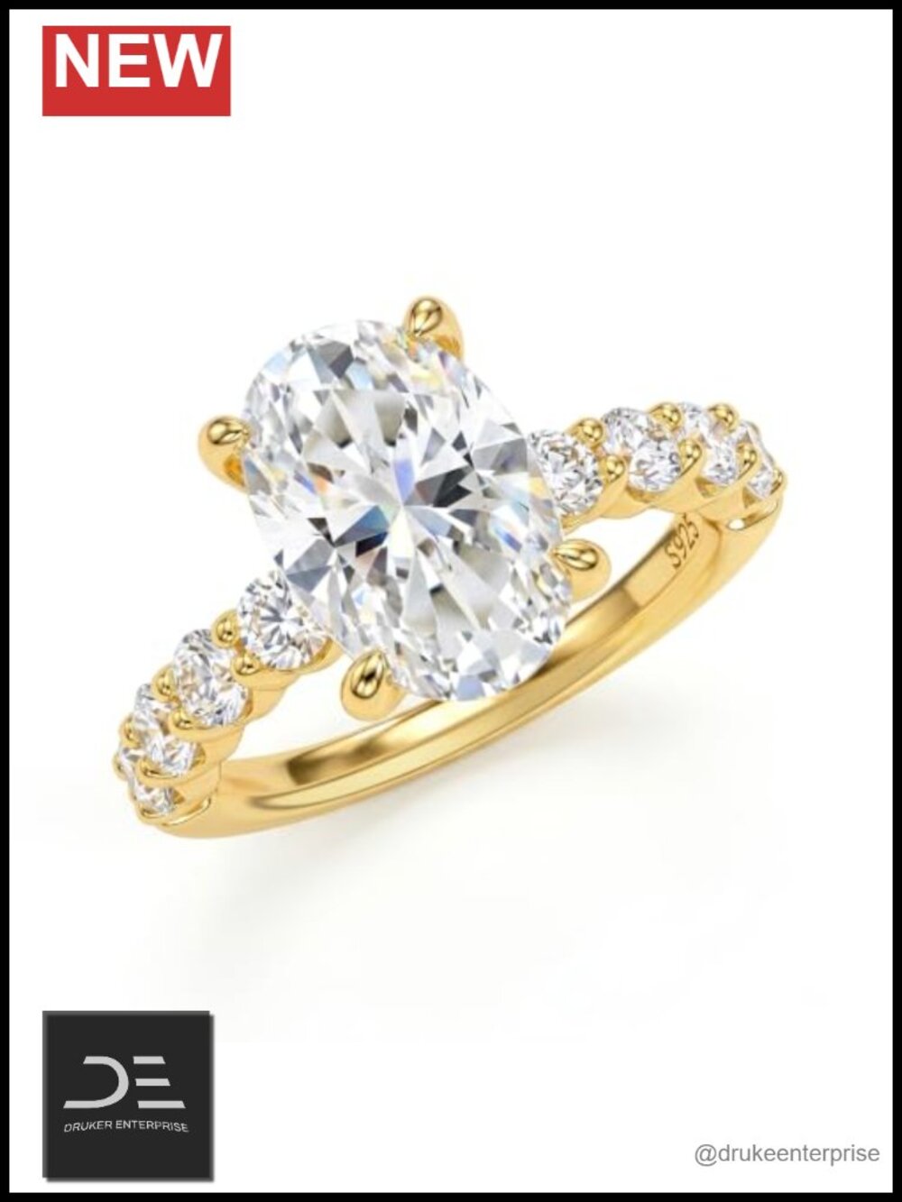4.5 CT Oval Moissanite Engagement Ring 925 Silver